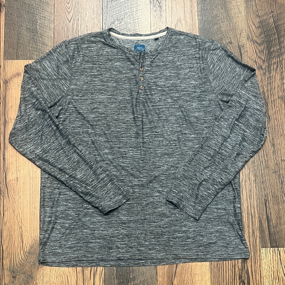 Essex Crossing Mens XL Gray Long Sleeve Henley Style Shirt